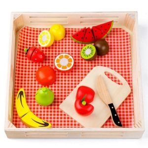 Tooky Toy Ahşap Tepsili Meyve Kesme Seti